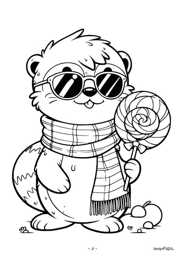 Ausmalseite Otter mit Loli