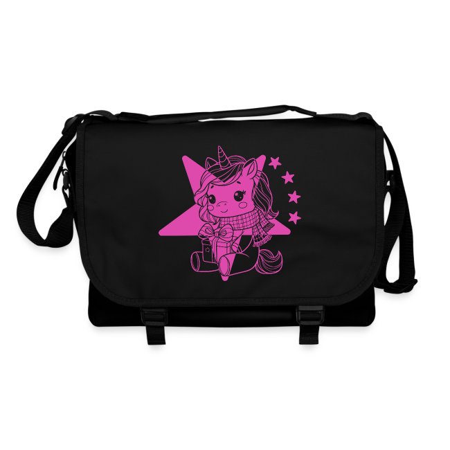 Tasche schwarz mit pinken Einhorn von designPapa