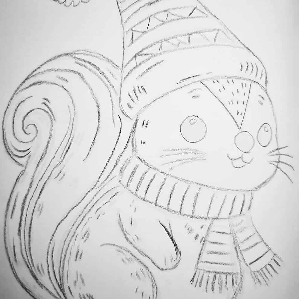 Ausmalbuch Weihnachten designPapa Eichhörnchen nachzeichnen