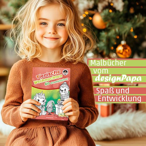 Banner Mädchen mit Weihnachtsmalbuch vom designPapa.