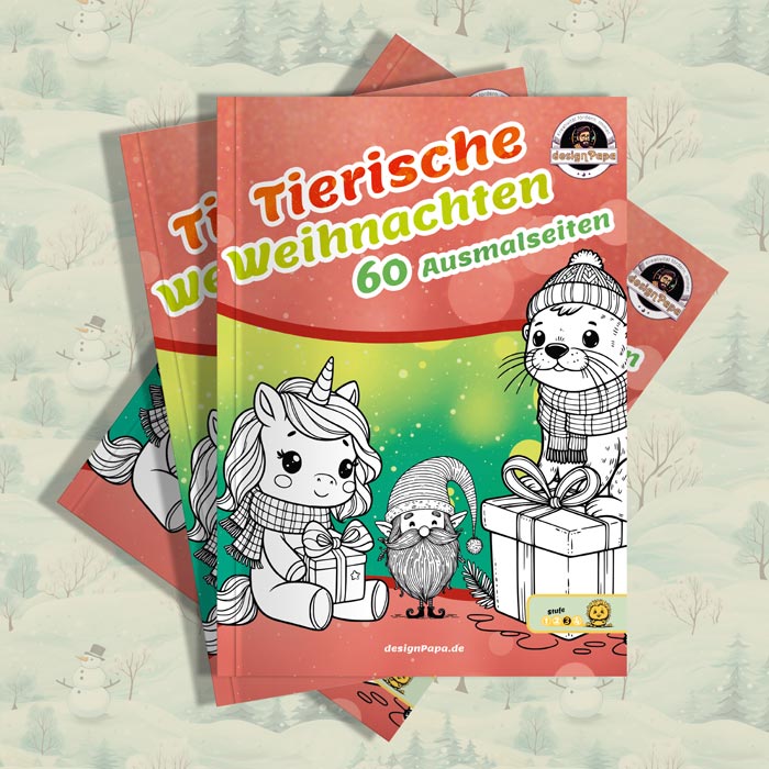 Weihnachtsmalbuch Tierische Weihnachten von designPapa